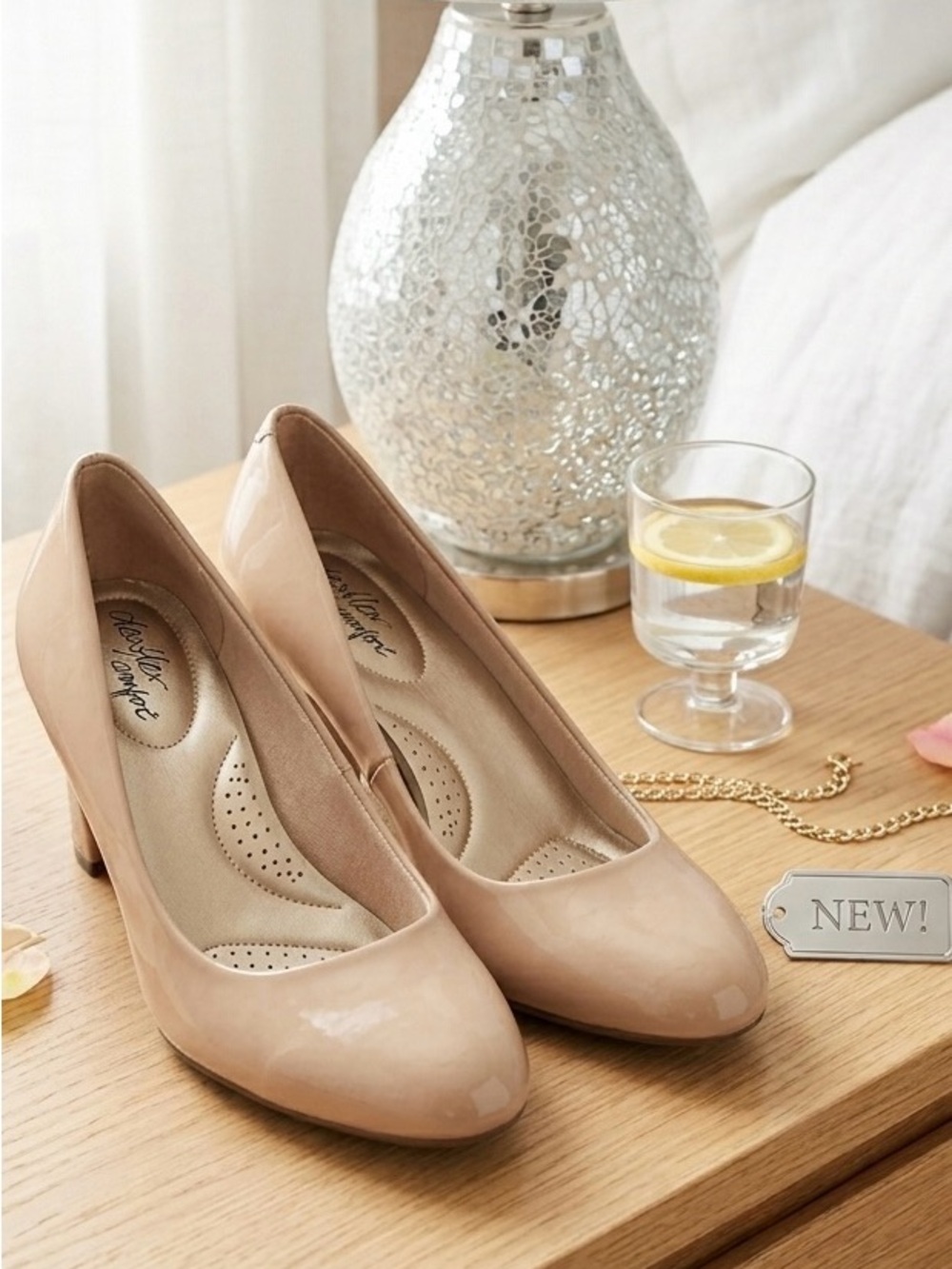 Classic Nude Patent Round-Toe Pumps - Comfortable Everyday Heels